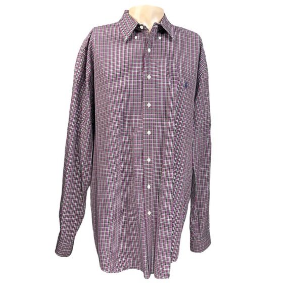 Ralph Lauren Classic Fit XLT Button Dow Plaid Preppy Made In Hong Kong - Picture 2 of 7